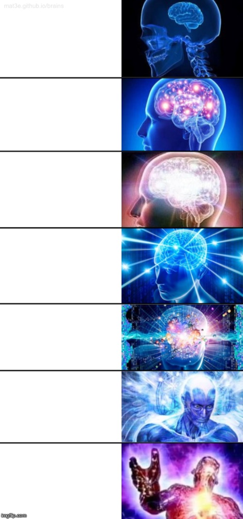 7-Tier Expanding Brain | image tagged in 7-tier expanding brain | made w/ Imgflip meme maker