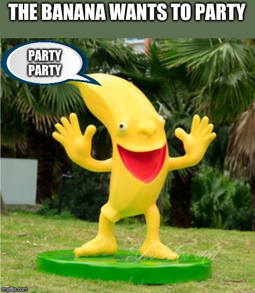 Party time | THE BANANA WANTS TO PARTY | image tagged in banana,funlover | made w/ Imgflip meme maker