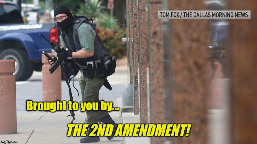 Dallas Shooter | THE 2ND AMENDMENT! Brought to you by... | image tagged in dallas shooter | made w/ Imgflip meme maker