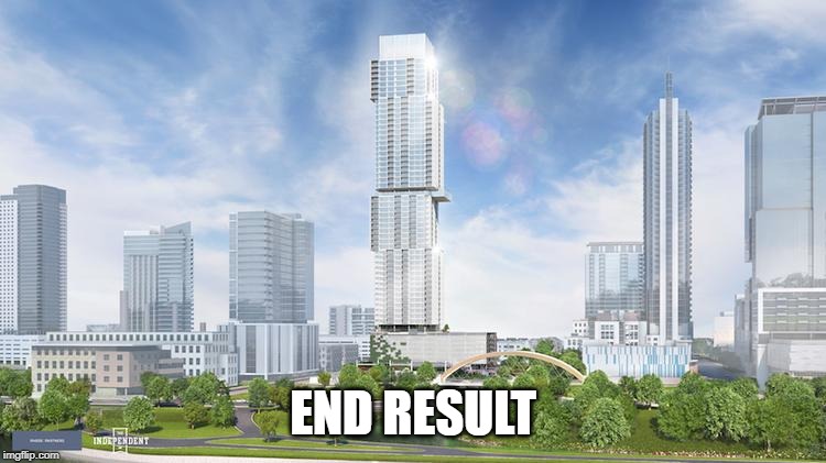 Jenga building | END RESULT | image tagged in jenga building | made w/ Imgflip meme maker