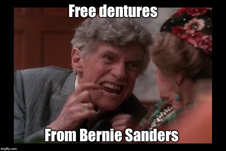In true Socialist policy, Lewis was given someone else’s dentures | image tagged in uncle lewis,socialism,dentures,christmas vacation movie,free,used dentures | made w/ Imgflip meme maker