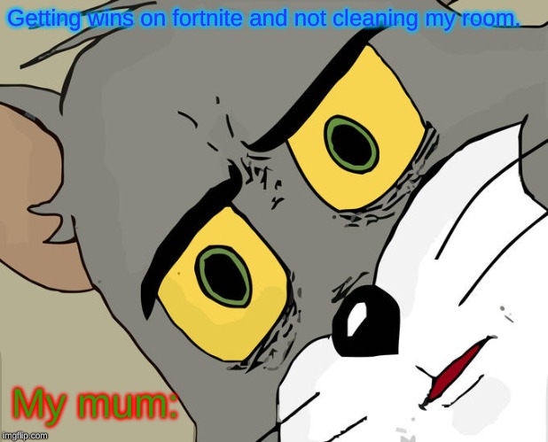 Unsettled Tom | Getting wins on fortnite and not cleaning my room. My mum: | image tagged in memes,unsettled tom | made w/ Imgflip meme maker