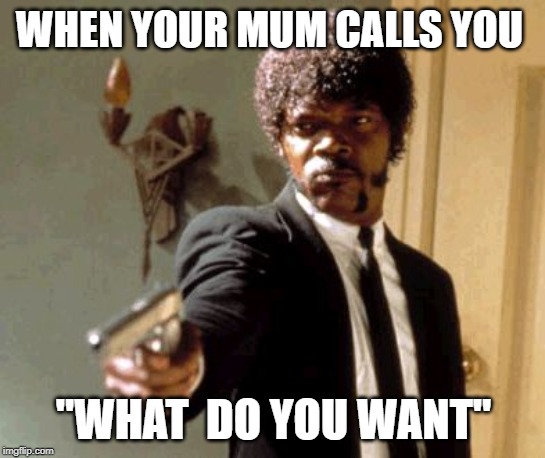 Say That Again I Dare You | WHEN YOUR MUM CALLS YOU; "WHAT  DO YOU WANT" | image tagged in memes,say that again i dare you | made w/ Imgflip meme maker