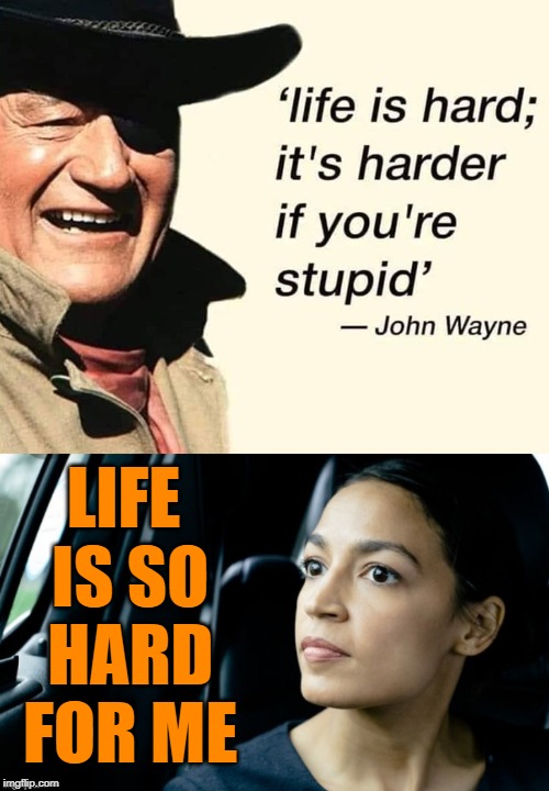 Life is harder for AOC |  LIFE IS SO HARD FOR ME | image tagged in aoc,alexandria ocasio-cortez,dumb,stupid liberals,special kind of stupid | made w/ Imgflip meme maker