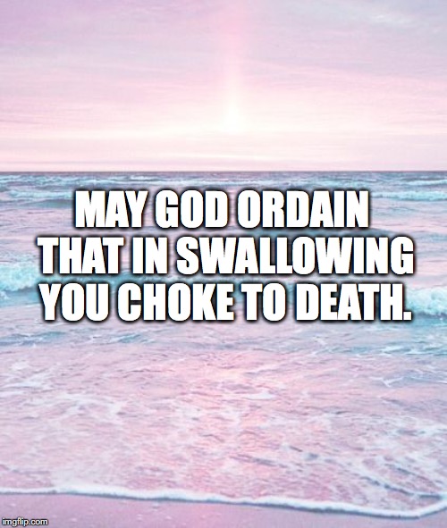 MAY GOD ORDAIN THAT IN SWALLOWING YOU CHOKE TO DEATH. | made w/ Imgflip meme maker