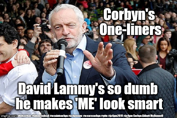 Corbyn's One-liners | David Lammy's so dumb he makes 'ME' look smart | image tagged in corbyn's one-liners,cultofcorbyn,labourisdead,gtto jc4pmnow jc4pm2019,anti-semite and a racist,funny | made w/ Imgflip meme maker
