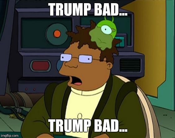 The DNC brain slug | TRUMP BAD... TRUMP BAD... | image tagged in futurama brain slug,tds,donald trump | made w/ Imgflip meme maker