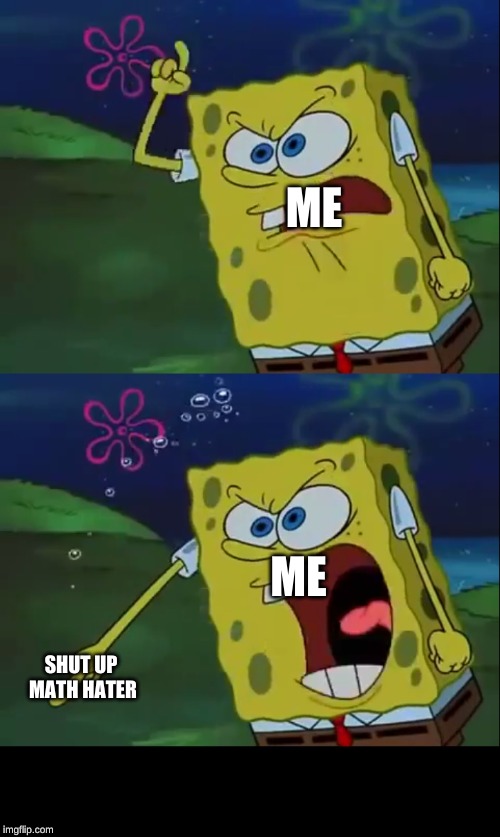 ME SHUT UP MATH HATER ME | image tagged in spongebob shut up and let me love you dual | made w/ Imgflip meme maker