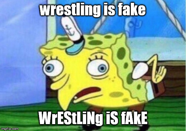 Mocking Spongebob Meme | wrestling is fake; WrEStLiNg iS fAkE | image tagged in memes,mocking spongebob | made w/ Imgflip meme maker