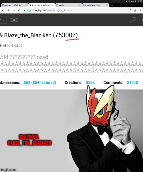 Name's Blaziken, Blaze_the_Blaziken. | BLAZIKEN. BLAZE_THE_BLAZIKEN | image tagged in screenshot,blaze the blaziken,007 | made w/ Imgflip meme maker