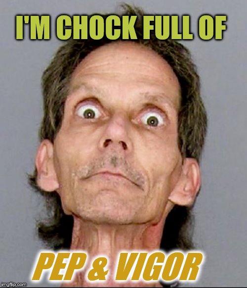 Tweaker | I'M CHOCK FULL OF PEP & VIGOR | image tagged in tweaker | made w/ Imgflip meme maker
