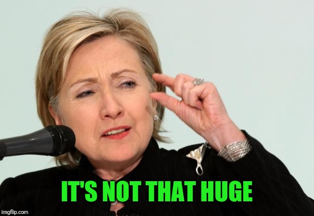 Hillary Clinton Fingers | IT'S NOT THAT HUGE | image tagged in hillary clinton fingers | made w/ Imgflip meme maker