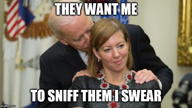 Creepy Joe Biden | THEY WANT ME TO SNIFF THEM I SWEAR | image tagged in creepy joe biden | made w/ Imgflip meme maker