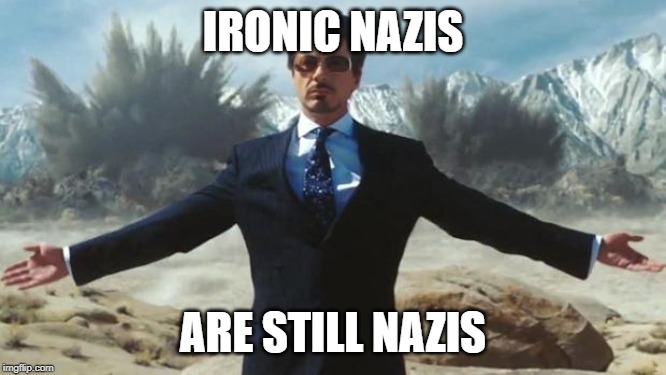 Iron Man | IRONIC NAZIS ARE STILL NAZIS | image tagged in iron man | made w/ Imgflip meme maker