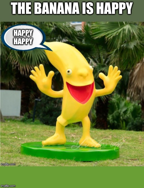 Happy Banana | THE BANANA IS HAPPY | image tagged in banana,happy | made w/ Imgflip meme maker