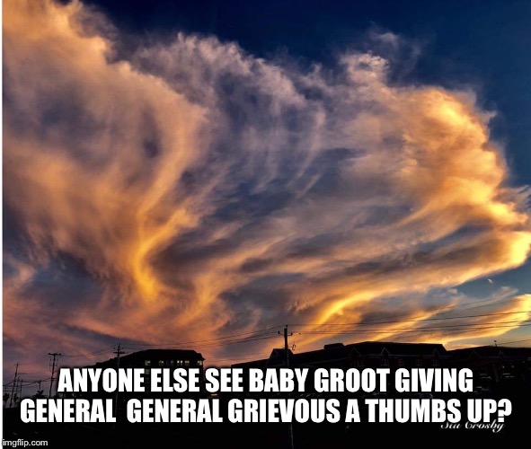 I noticed it right away | ANYONE ELSE SEE BABY GROOT GIVING GENERAL  GENERAL GRIEVOUS A THUMBS UP? | image tagged in memes | made w/ Imgflip meme maker