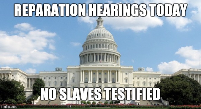 ugh congress  | REPARATION HEARINGS TODAY; NO SLAVES TESTIFIED | image tagged in ugh congress | made w/ Imgflip meme maker