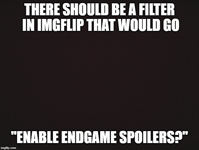 Blank Template | THERE SHOULD BE A FILTER IN IMGFLIP THAT WOULD GO ''ENABLE ENDGAME SPOILERS?'' | image tagged in blank template | made w/ Imgflip meme maker