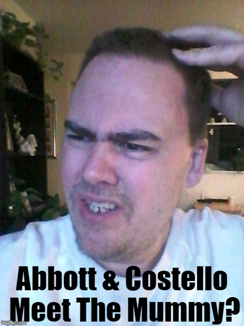indecisive | Abbott & Costello Meet The Mummy? | image tagged in indecisive | made w/ Imgflip meme maker