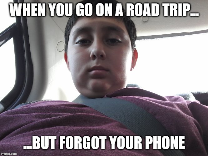 Disappointment Series | WHEN YOU GO ON A ROAD TRIP... ...BUT FORGOT YOUR PHONE | image tagged in disappointment,fun | made w/ Imgflip meme maker