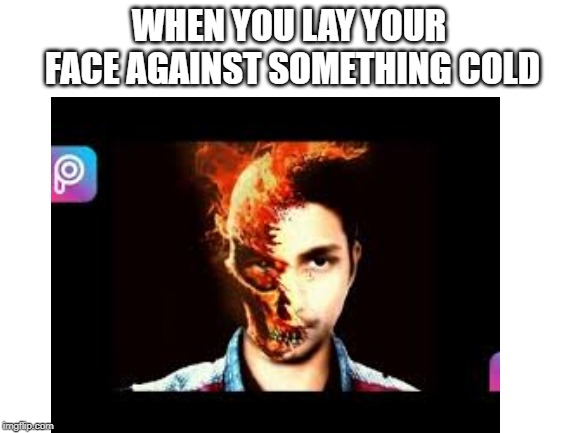 WHEN YOU LAY YOUR FACE AGAINST SOMETHING COLD | image tagged in fun | made w/ Imgflip meme maker