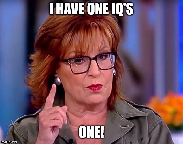 Behar | I HAVE ONE IQ'S; ONE! | image tagged in iq,joy behar,stupid liberals | made w/ Imgflip meme maker