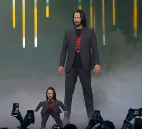 Mini Keanu Reeves and Big Keanu Reeves Blank Meme Template