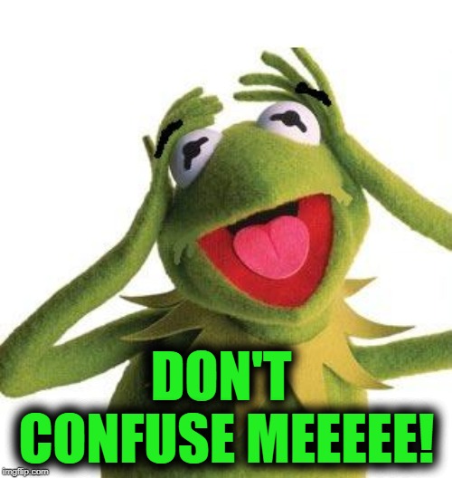DON'T CONFUSE MEEEEE! | image tagged in scared kermit | made w/ Imgflip meme maker