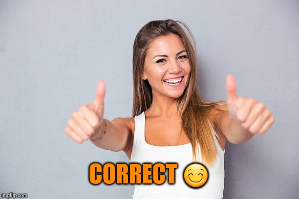 Thumbs up | CORRECT ? | image tagged in thumbs up | made w/ Imgflip meme maker