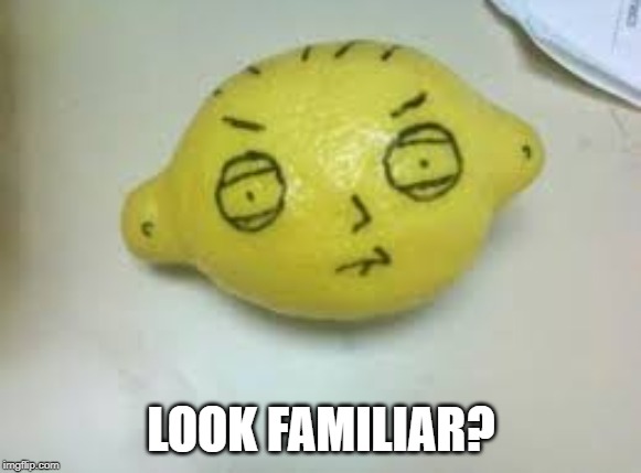 RESEMBLANCE? |  LOOK FAMILIAR? | image tagged in stewie griffin,lemon,family guy | made w/ Imgflip meme maker