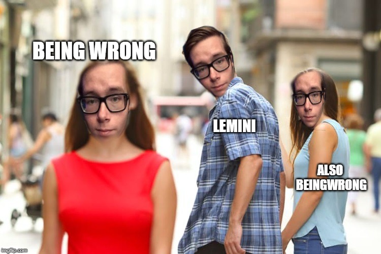 Lemini the Libertarian | BEING WRONG; LEMINI; ALSO BEINGWRONG | image tagged in lemini the libertarian | made w/ Imgflip meme maker