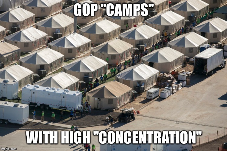 Concentration Camps | GOP "CAMPS"; WITH HIGH "CONCENTRATION" | image tagged in trump,gop,nazi,fascist,concentration camp | made w/ Imgflip meme maker