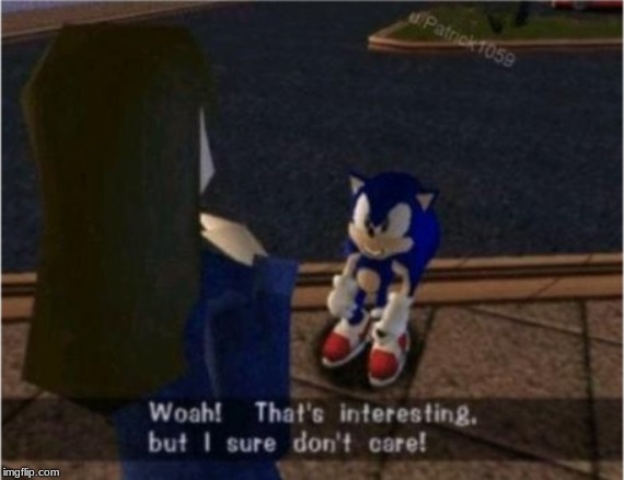 Sonic I dont care | image tagged in sonic i dont care | made w/ Imgflip meme maker