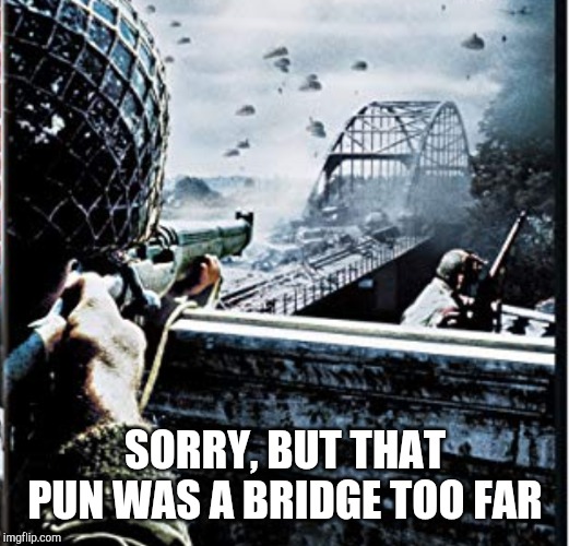 SORRY, BUT THAT PUN WAS A BRIDGE TOO FAR | made w/ Imgflip meme maker