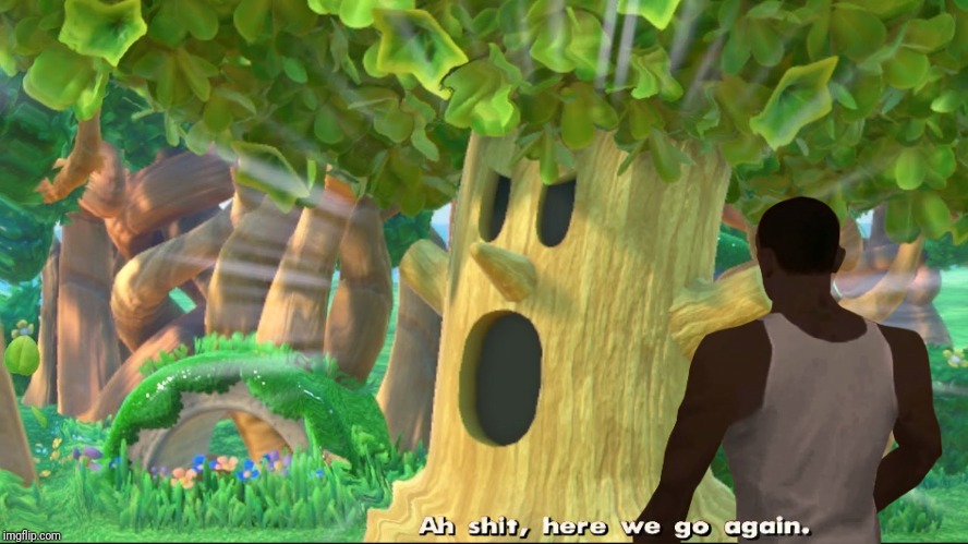 When your gonna fight whispy Woods again. | image tagged in kirby,whispy woods,ah shit here we go again,memes | made w/ Imgflip meme maker