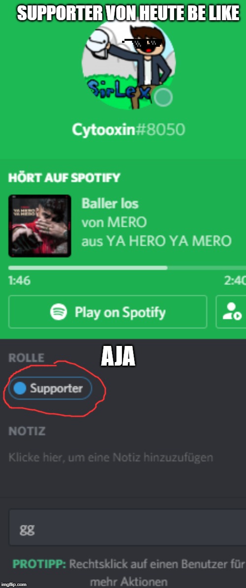 SUPPORTER VON HEUTE BE LIKE; AJA | made w/ Imgflip meme maker