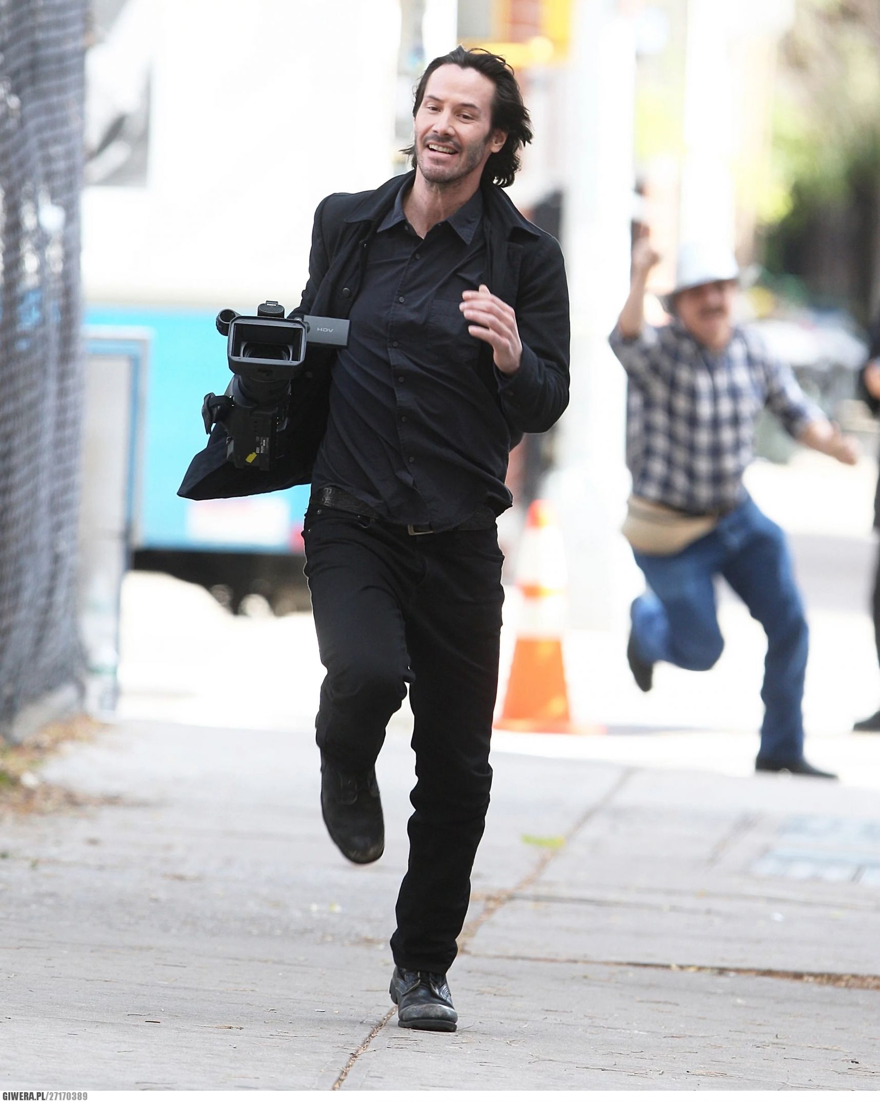 Keanu Reeves running from paparazzi Blank Meme Template
