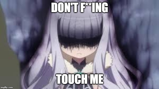 pissed off anime girl | DON'T F**ING; TOUCH ME | image tagged in pissed off anime girl | made w/ Imgflip meme maker