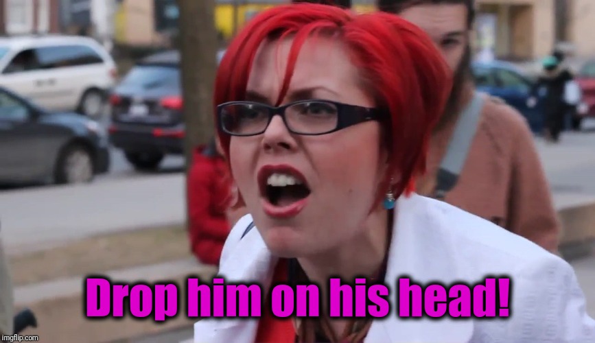 Drop him on his head! | image tagged in sjw | made w/ Imgflip meme maker