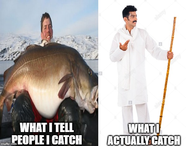 WHAT I ACTUALLY CATCH; WHAT I TELL PEOPLE I CATCH | image tagged in funny | made w/ Imgflip meme maker