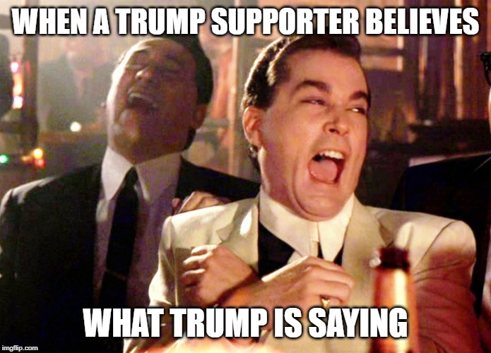 When Trump Supports Believe What Trump is Saying | WHEN A TRUMP SUPPORTER BELIEVES; WHAT TRUMP IS SAYING | image tagged in memes,hilarious,trump,supporters,gop | made w/ Imgflip meme maker
