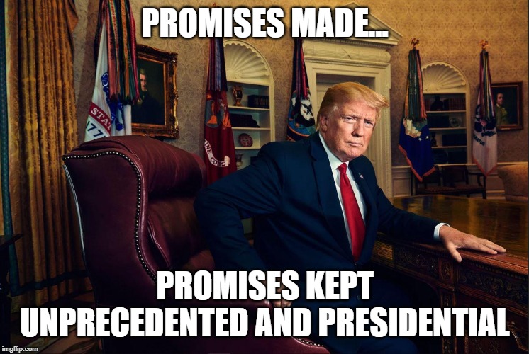 Get-er-done President | PROMISES MADE... PROMISES KEPT UNPRECEDENTED AND PRESIDENTIAL | image tagged in get-er-done president | made w/ Imgflip meme maker