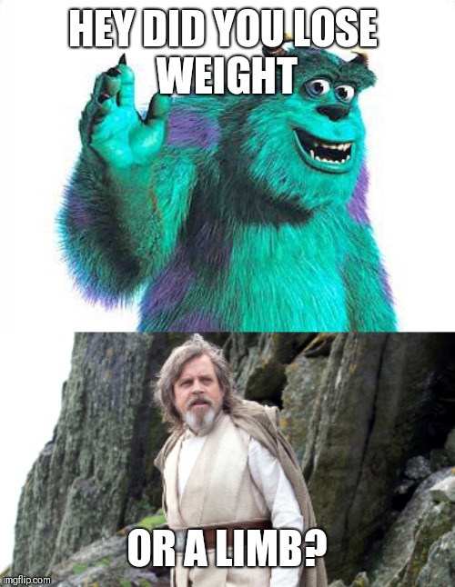 Sullying Luke's hand | HEY DID YOU LOSE 
WEIGHT; OR A LIMB? | image tagged in hand,star wars,luke skywalker,old | made w/ Imgflip meme maker