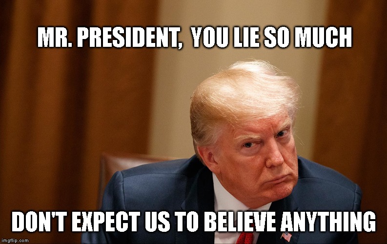 Trump is a Delusional, Pathological Liar | MR. PRESIDENT,  YOU LIE SO MUCH; DON'T EXPECT US TO BELIEVE ANYTHING | image tagged in donald trump is an idiot,liar,iran,impeach trump | made w/ Imgflip meme maker