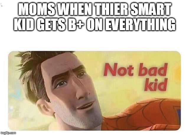 Not bad kid | MOMS WHEN THIER SMART KID GETS B+ ON EVERYTHING | image tagged in not bad kid | made w/ Imgflip meme maker