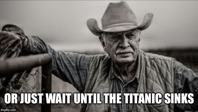 So God Made A Farmer Meme | OR JUST WAIT UNTIL THE TITANIC SINKS | image tagged in memes,so god made a farmer | made w/ Imgflip meme maker