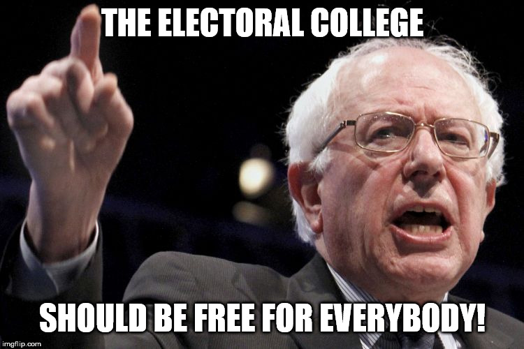 doofus | THE ELECTORAL COLLEGE; SHOULD BE FREE FOR EVERYBODY! | image tagged in bernie sanders | made w/ Imgflip meme maker