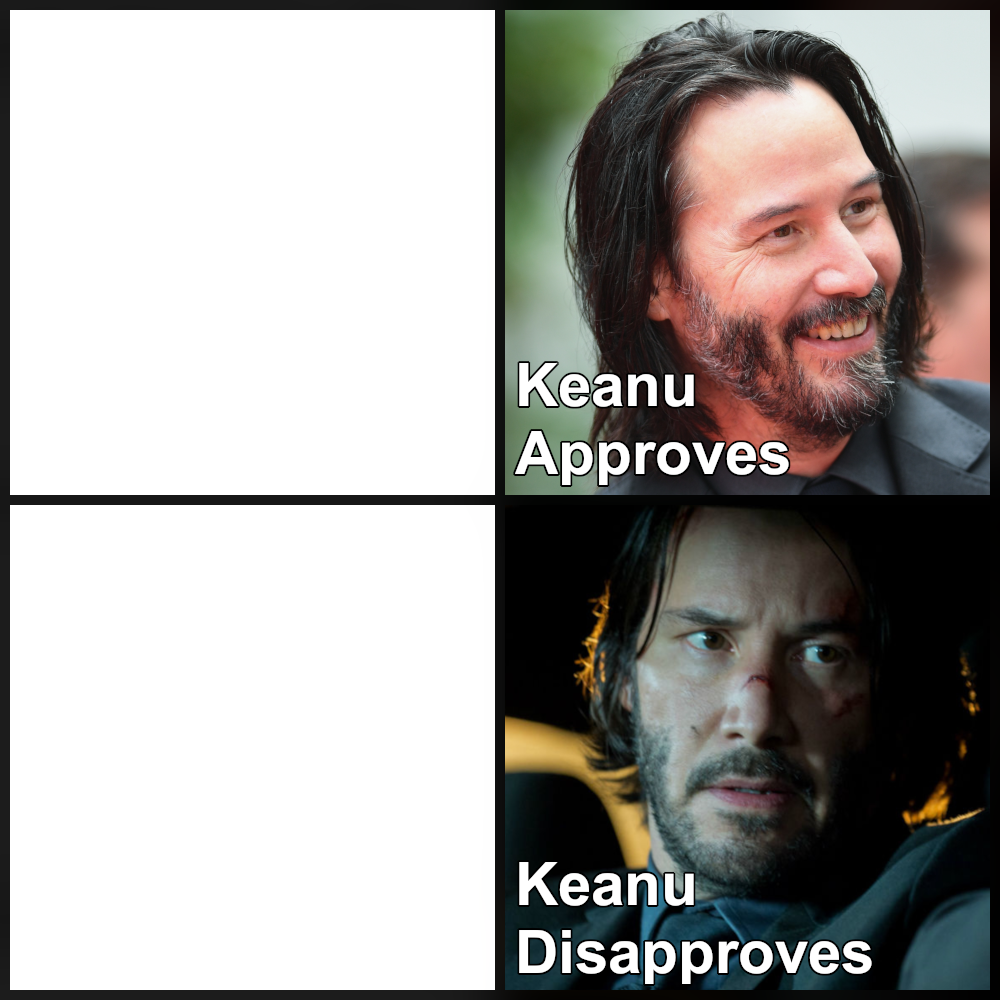 Keanu Approves/Disapproves Blank Meme Template