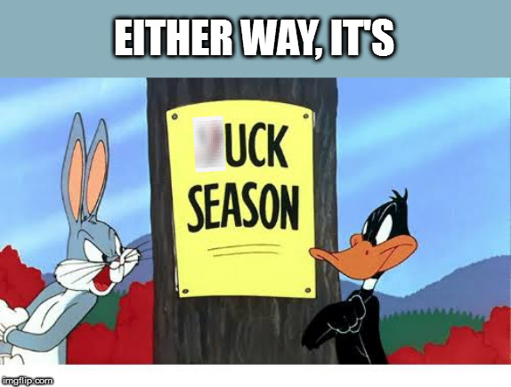 Duck Season | EITHER WAY, IT'S | image tagged in duck season | made w/ Imgflip meme maker