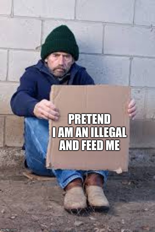You can help citizens too | PRETEND I AM AN ILLEGAL AND FEED ME | image tagged in homeless sign,help citizens,american's also need help,pretend you care,help everyone | made w/ Imgflip meme maker